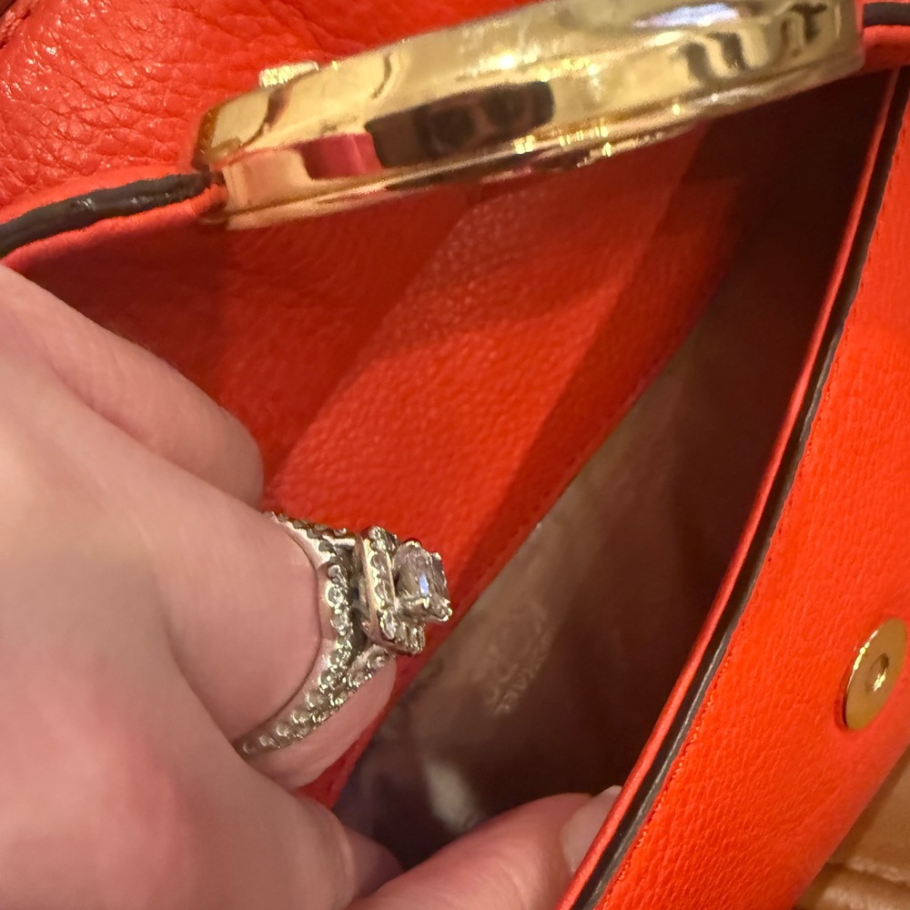 Michael Kors Red/Orange 2 Way Satchel with Gold Accents - Picture 6 of 16